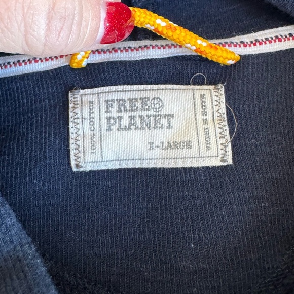 Free Planet Blue‎ Hooded Short Sleeve X Large 100 % Cotton Sustainable Sporty - Picture 3 of 8